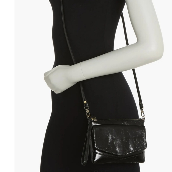 HOBO Black Leather Clutch with Floral Interior - Picture 2 of 6